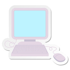 computer with mouse and keyboard sticker