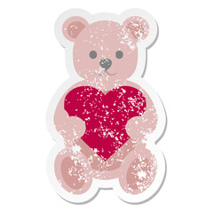 teddy bear holding heart grunge sticker