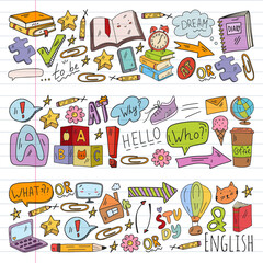 English course. E-learning, online education. English language