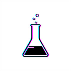 Laboratory Glass Beaker Glitch Icon, Chemistry Equipment