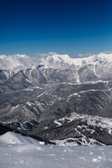 Obraz premium Winter mountain landscape of Krasnaya Polyana, Sochi, Russia