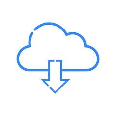 Arrow cloud computing down icon