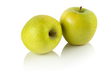 Green apples on a white background