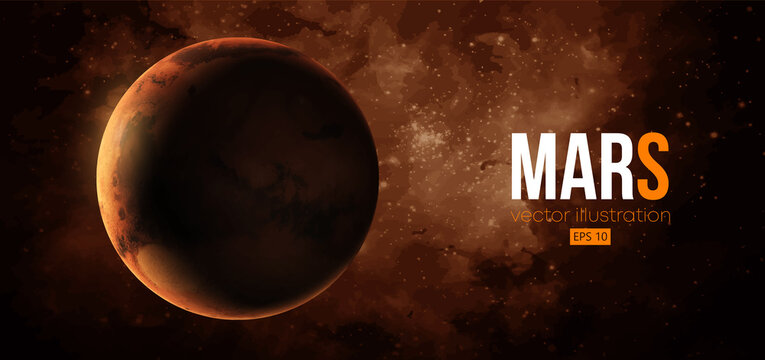 Realistic Mars planet from space. Vector illustration