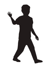 Fototapeta na wymiar boy walking silhouette