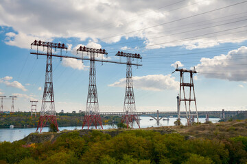 Fototapeta na wymiar Energy flows across the river