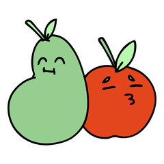 happy apple and pear couple