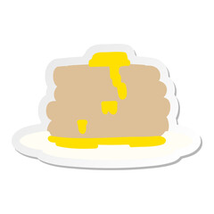 cartoon stack of pancakes with butter sticker