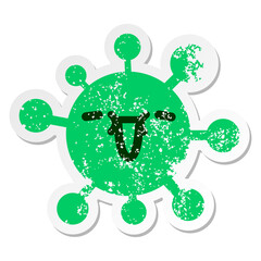 very happy virus distressed sticker