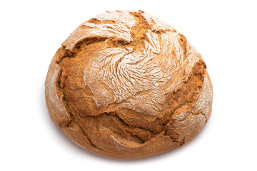 Round bread. Isolate on a white background. View from above