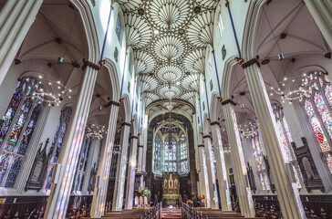 Nave of Saint John the Evangelist Church in Edinburgh city, Scotland