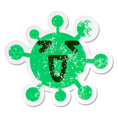 simple laughing virus distressed sticker