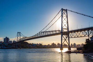 Obraz premium Florianopolis city, Hercílio Luz bridge, Florianópolis, Santa Catarina, Brazil