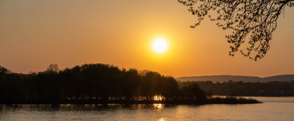 sunset over the river