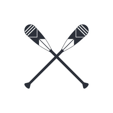 Crossed oar sign in flat style, vector