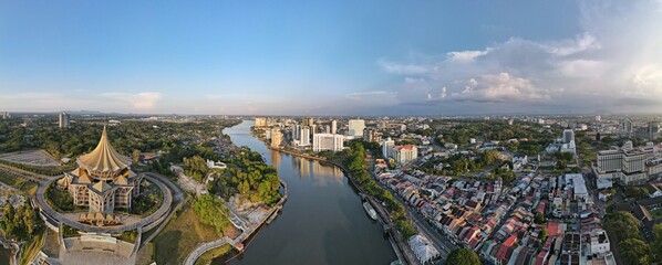 Kuching, Sarawak Malaysia - April 26 2021: The buildings, landmarks and scenery of Kuching city,...
