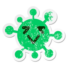 exhausted bird virus distressed sticker