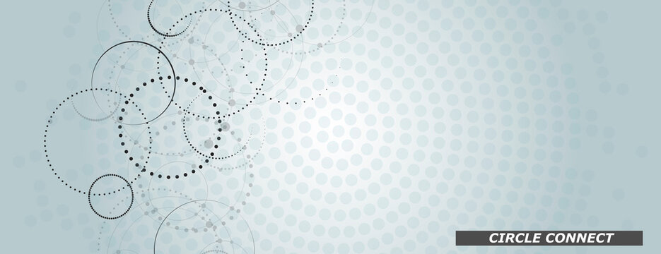 Connect dotted circle in abstract style. Graphic design template. Abstract geometric background. Graphic pattern. Dots texture. Future technology
