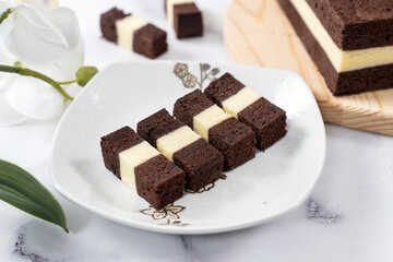 Homemade three layer steam chocolate cheese cake