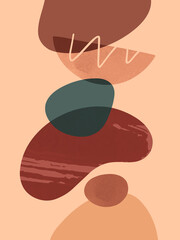 Modern abstract vector illustration with organic various shapes and textures.Boho watercolor wall art decor.Trendy artistic design perfect for banners;social media,invitations,covers,wallpaper.