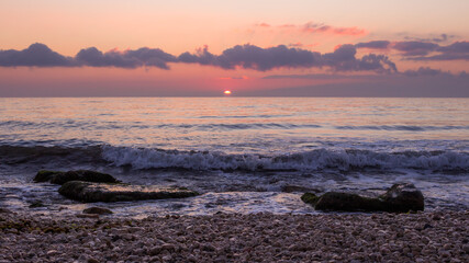 The Black Sea coast at Feodosia, Crimea.	