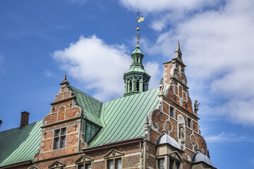 Architectural details of Medieval Rosenborg Castle. Rosenborg Castle built by one of the most famous Scandinavian kings Christian IV, in the early 17th century. Copenhagen, Zealand, Denmark.