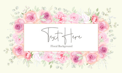 Floral background with soft flower and leaves design