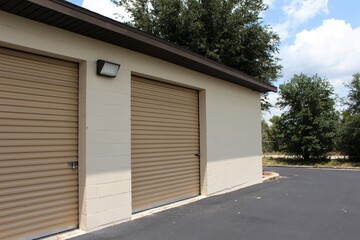 Storage facility. Empty. Exterior View of Self Storage Facilities used for storage auctions.