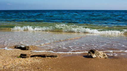 The Black Sea coast at Feodosia, Crimea.	