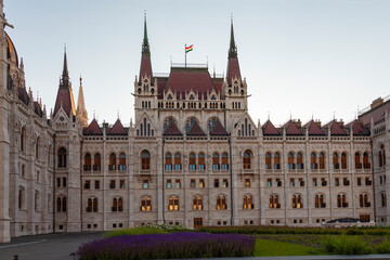 Fototapeta na wymiar Picturesque building of the Hungarian Parliament in Budapest