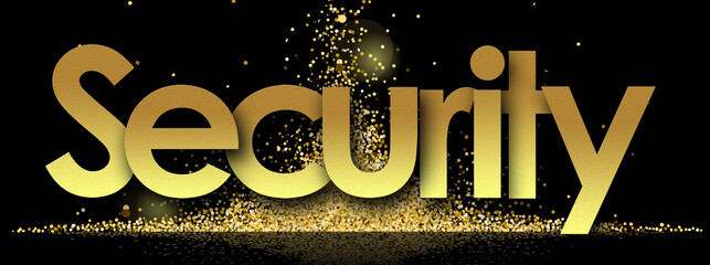 Security in golden stars and black background