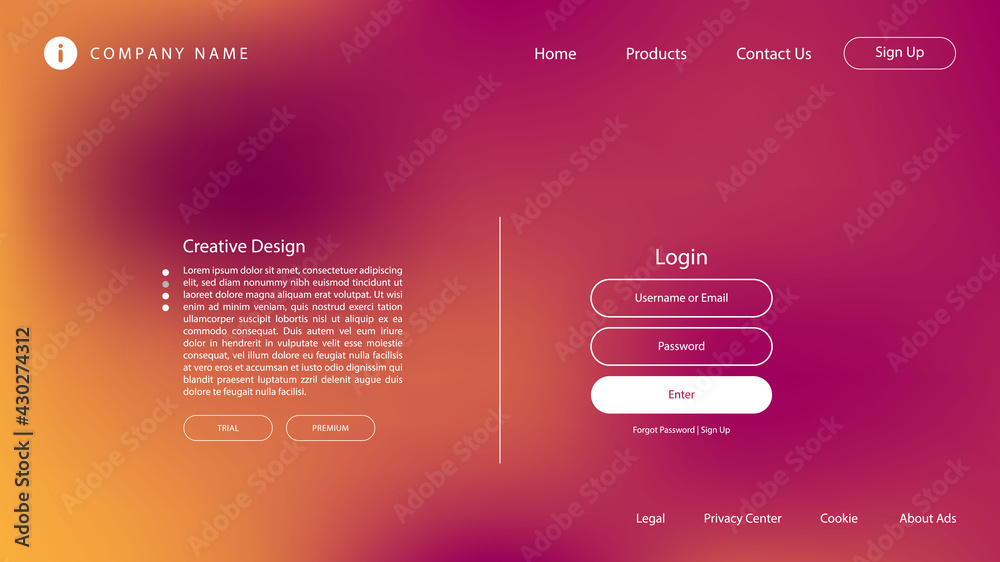Poster abstract modern background with pastel color and blur effect for website landing page.