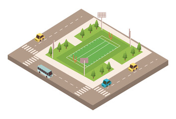 football field and road