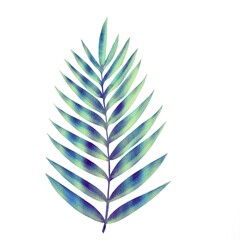Watercolor illustration of tropical leaves. With high resolution for printing on an isolated white background, hand-drawn in digital watercolor.