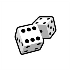 Two falling realistic dice on a white background. Casino design for web applications, infographics, advertising, layout. Vector illustration.