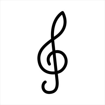Classic treble clef symbol for websites and music applications.Graphic, linear, isolated logo for music. Vector illustration.
