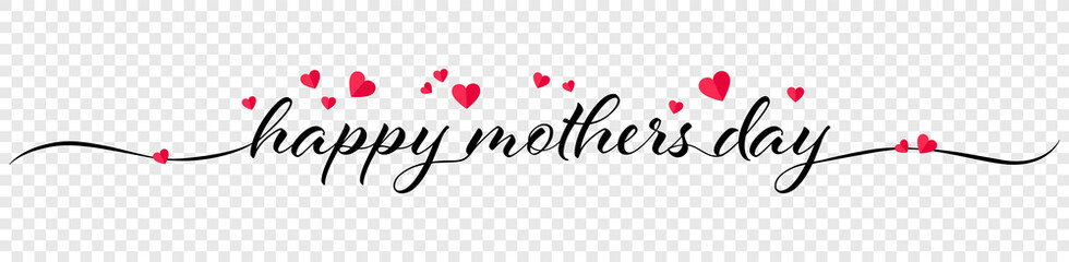 Happy mothers day calligraphy banner illustration with hearts isolated - 430279112