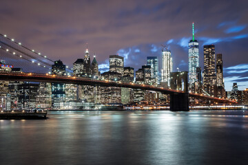 Fototapeta na wymiar Manhattan Financial District at Night - New York City
