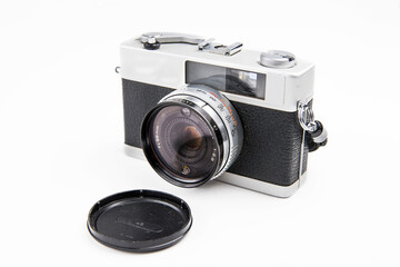 old film camera on a white background