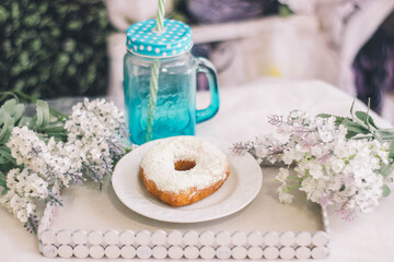 Donut and flowers