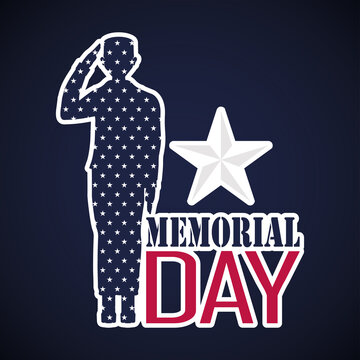 US army man silhouette. Memorial day poster - Vector illustration