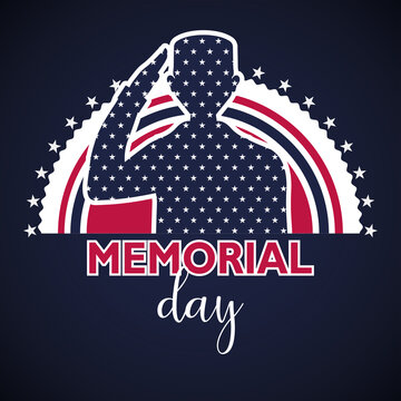 US army man silhouette in a memorial day poster - Vector illustration