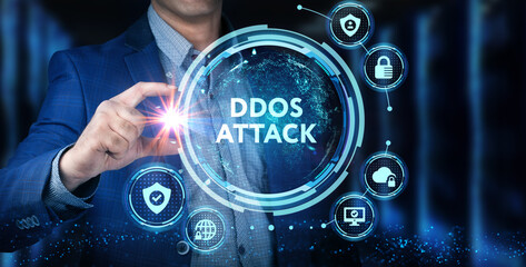 Cyber security data protection business technology privacy concept. Young businessman  select the...
