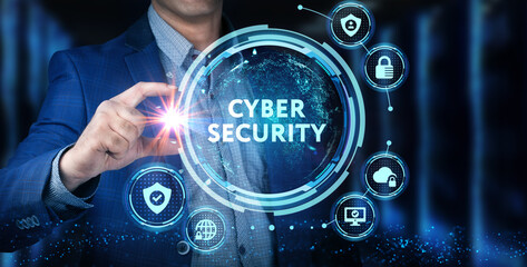 Cyber security data protection business technology privacy concept. Young businessman  select the...
