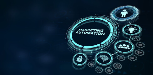 Planning marketing strategy. Business, Technology, Internet and network concept. Marketing automation