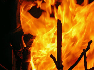 fire in the fireplace