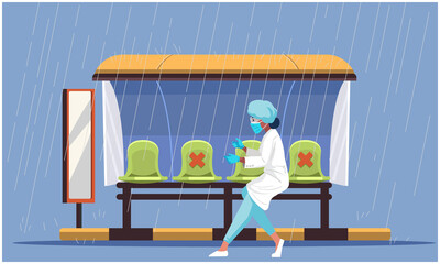 a woman is running on the road during rain