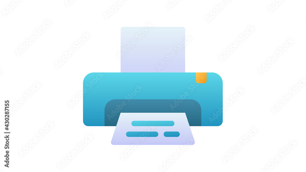 Wall mural printer office print single isolated icon with single isolated icon with smooth style