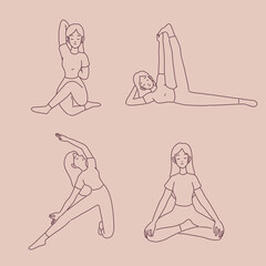 Yoga girl line art illustration design of vector.