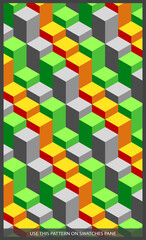 Obraz premium Isometric pattern covers. Modern design. Cool colorful backgrounds. Applicable for Banners, Placards, Posters, Flyers. blue seamless pattern. Eps10 vector template.